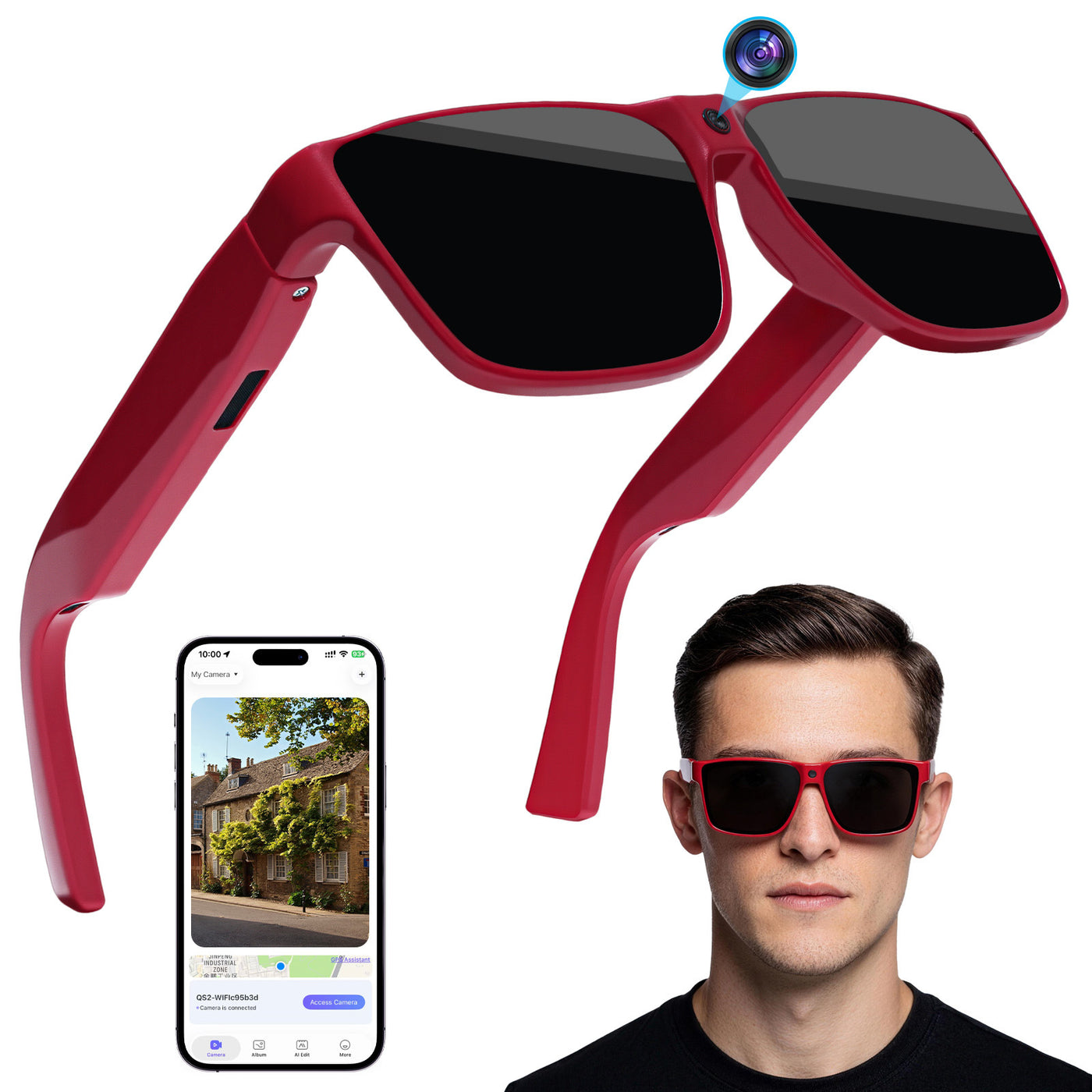 AI Smart Glasses | 12MP POV Camera | Long-Battery Sports & Cycling Frame