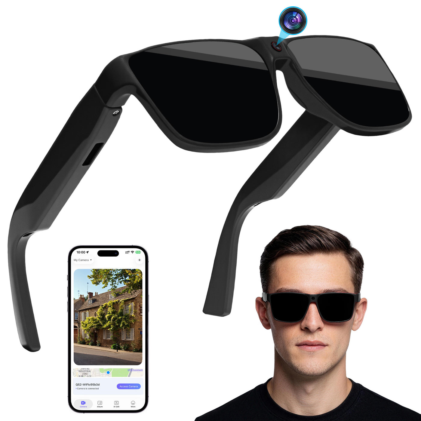 AI Smart Glasses | 12MP POV Camera | Long-Battery Sports & Cycling Frame