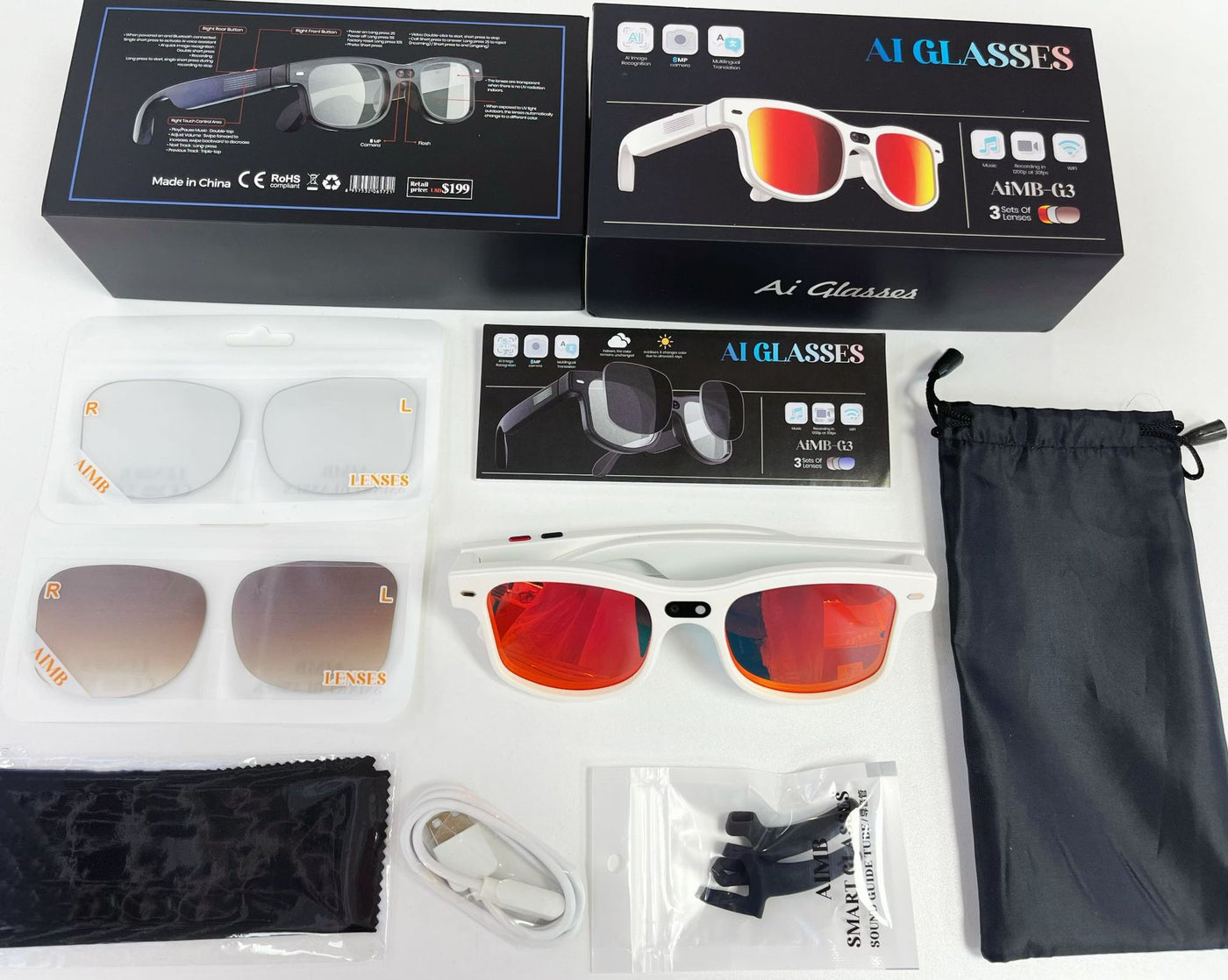 AI Smart Glasses | Photochromic Adaptive Lenses | 8MP Camera & AI Translation