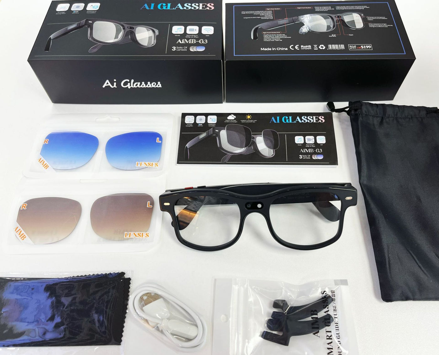 AI Smart Glasses | Photochromic Adaptive Lenses | 8MP Camera & AI Translation