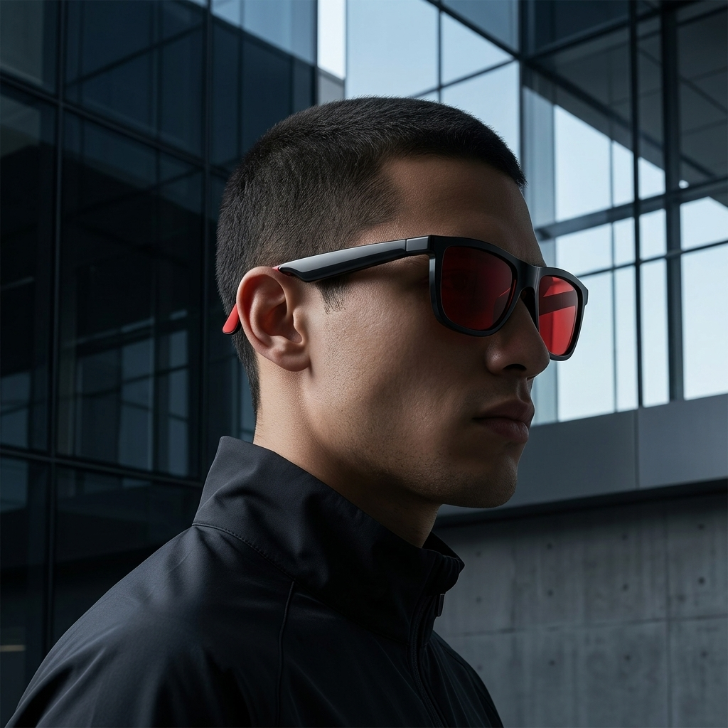 AI smart glasses worn outdoors