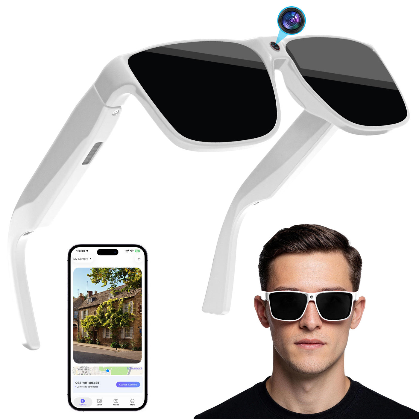 AI Smart Glasses | 12MP POV Camera | Long-Battery Sports & Cycling Frame