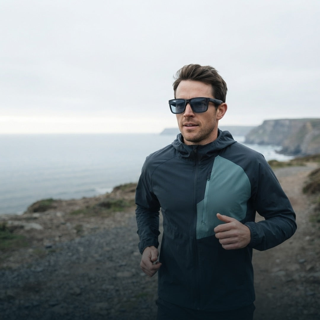 AI smart glasses worn outdoors